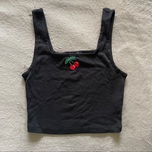 Black Cherry Embroidered Tank Top